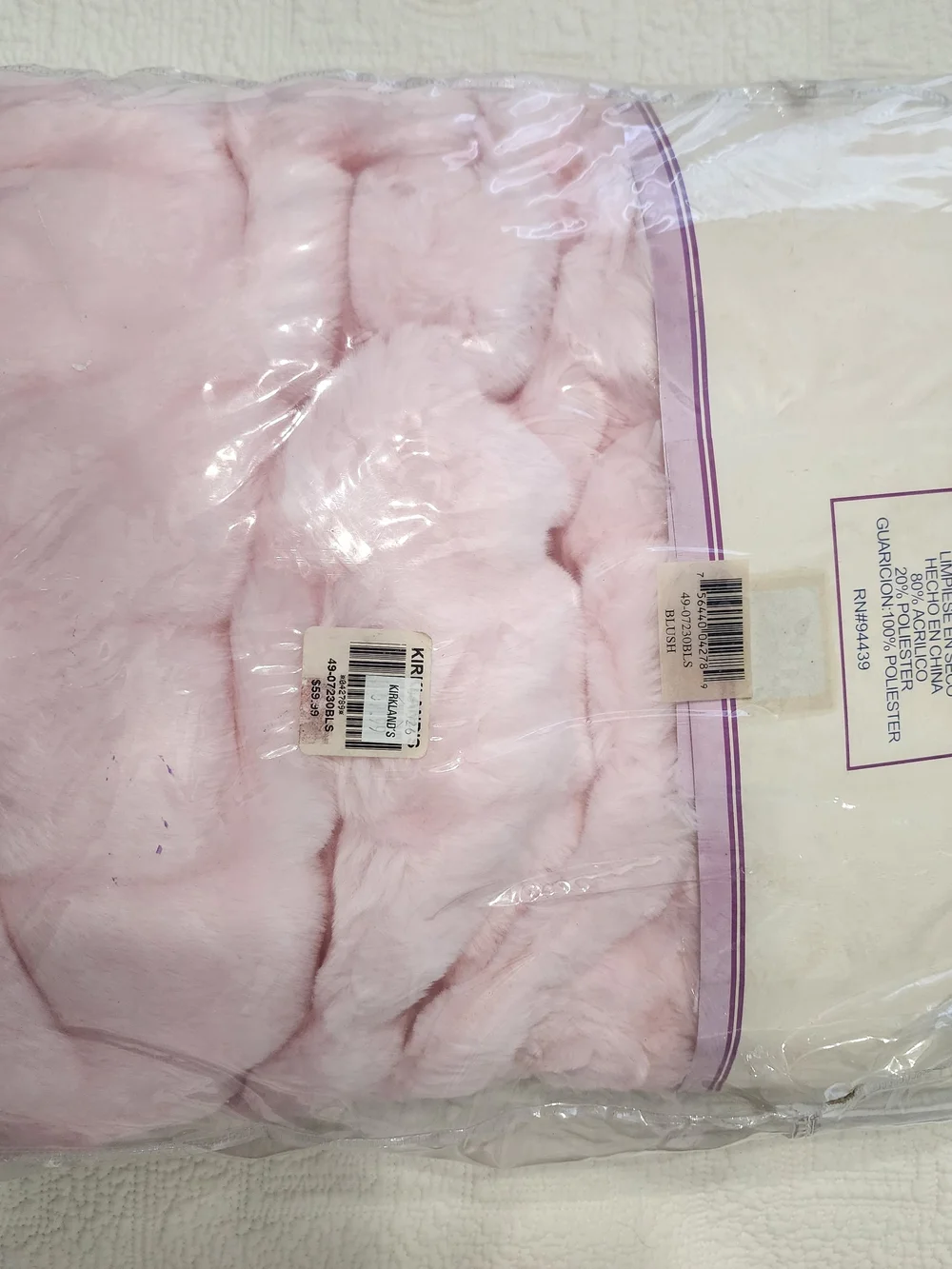 Faux Fur Throw Blanket - Blush Pink